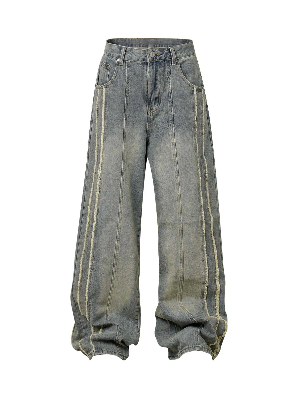 1984 Washed Distressed Raw Edge Baggy Jeans