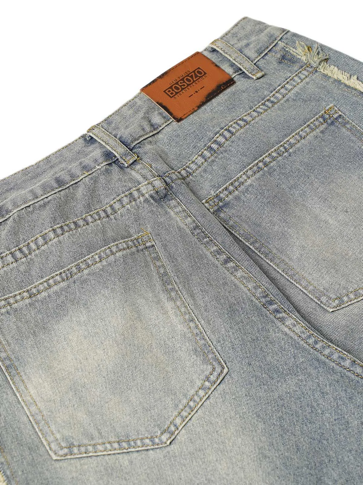 1984 Washed Distressed Raw Edge Baggy Jeans