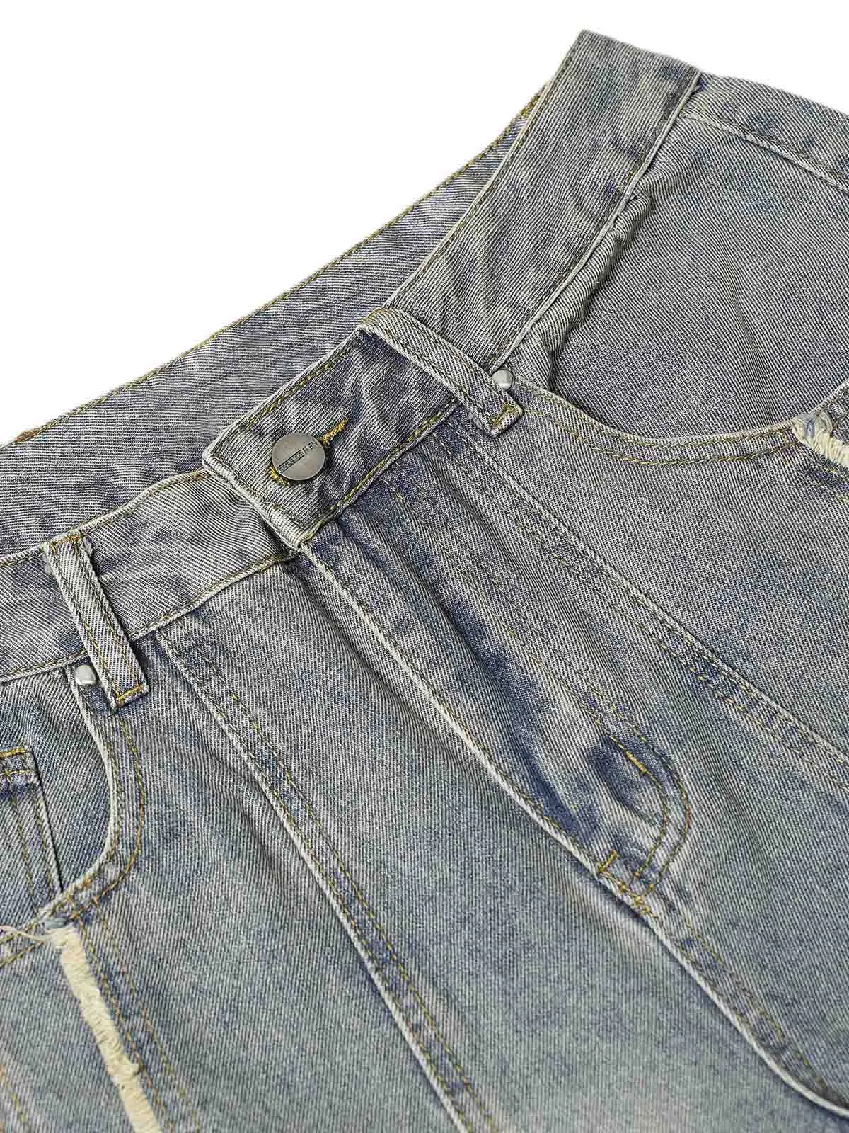 1984 Washed Distressed Raw Edge Baggy Jeans