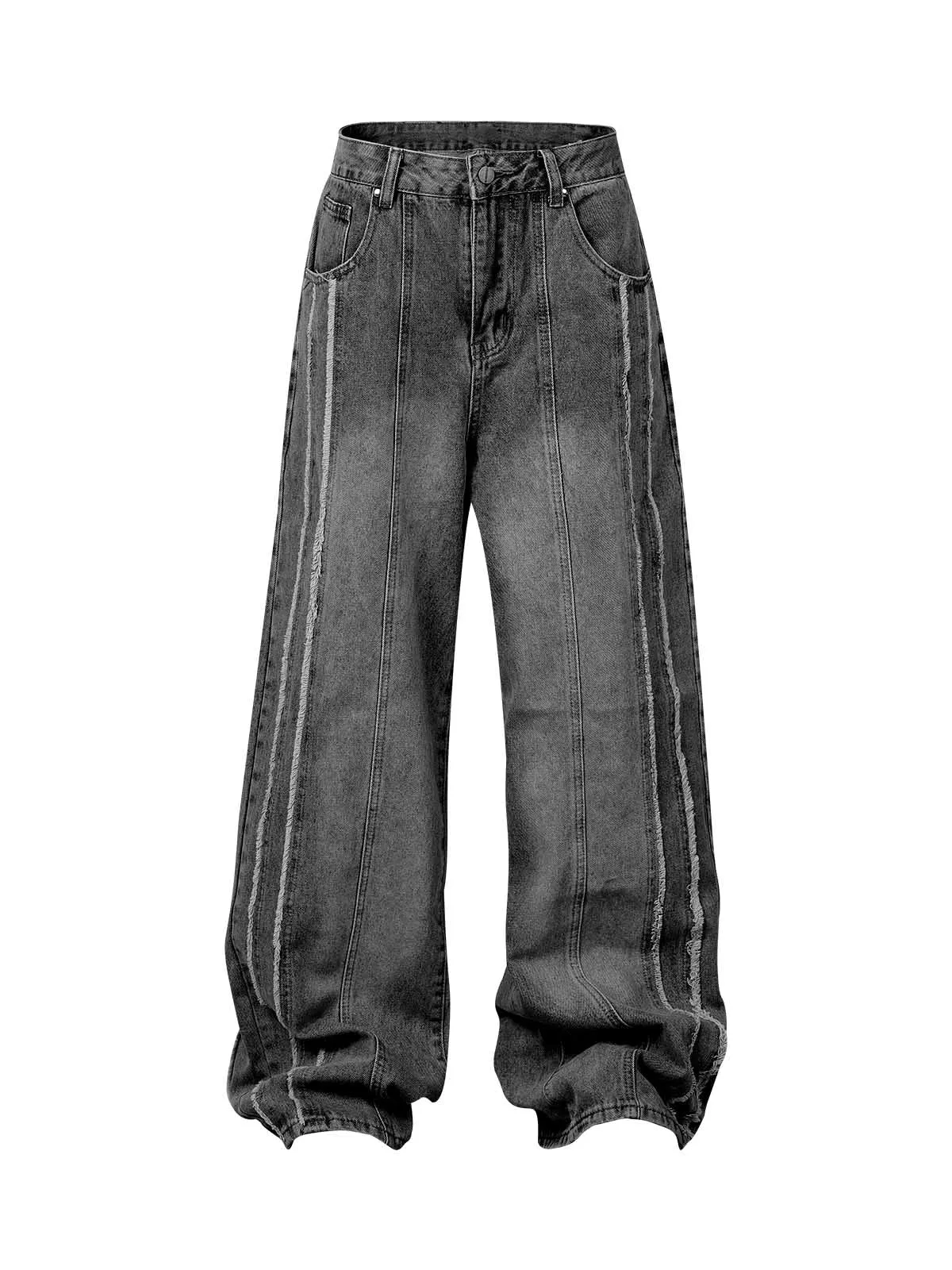 1984 Washed Distressed Raw Edge Baggy Jeans