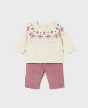 2-Piece Set - Corduroy Pants & Sweater Set