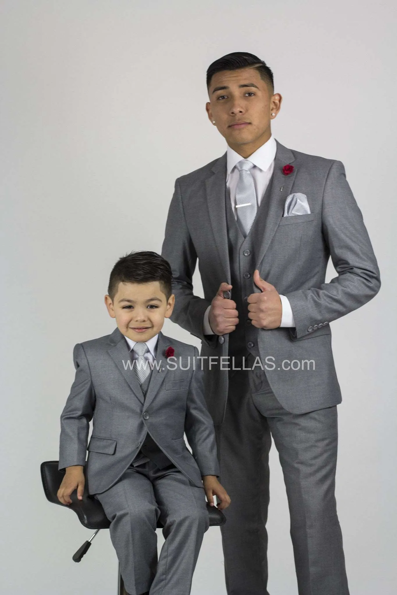 5 piece Kid's Suit Light Grey KID-4030