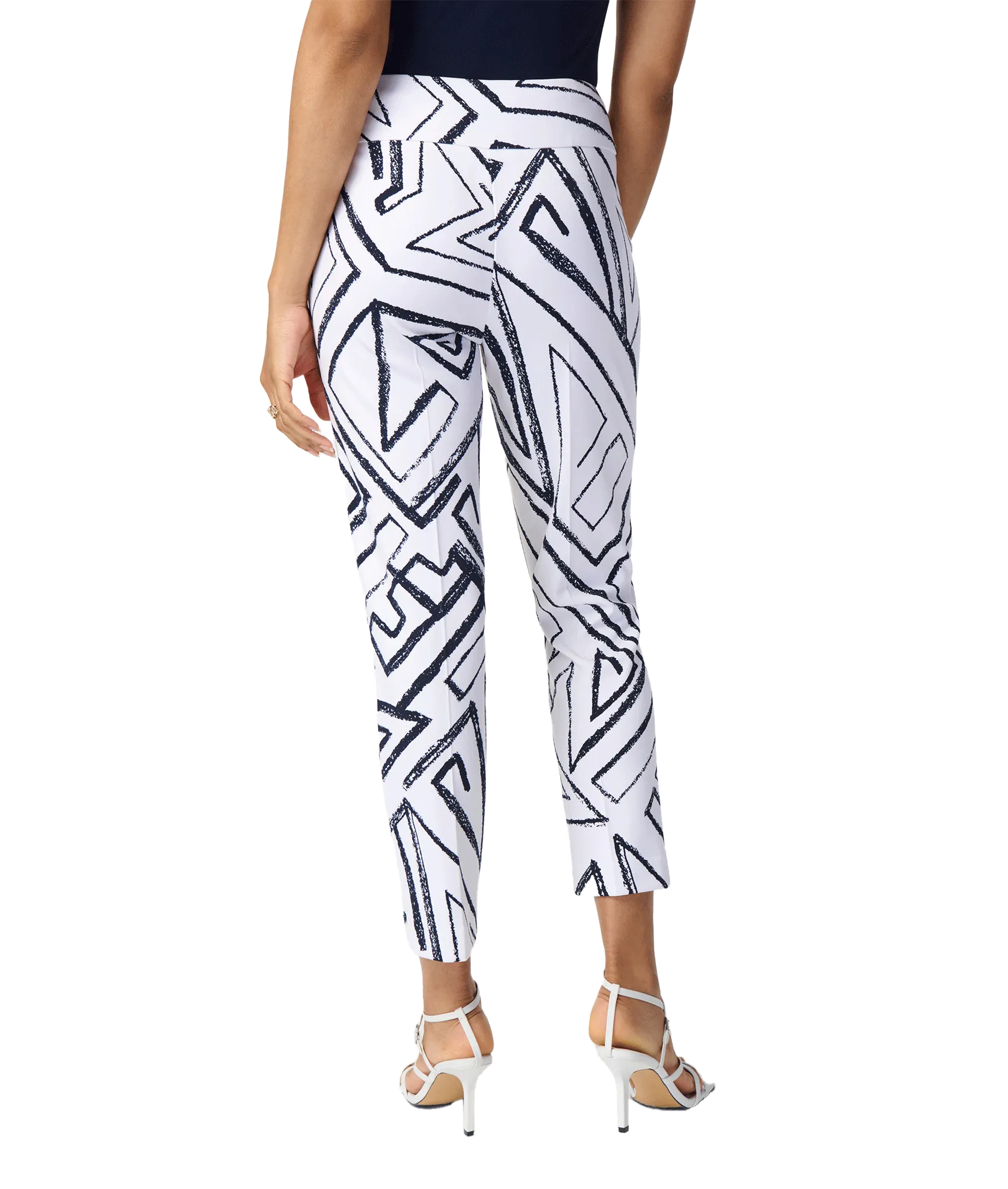 Abstract Print Cropped Pants Style - White