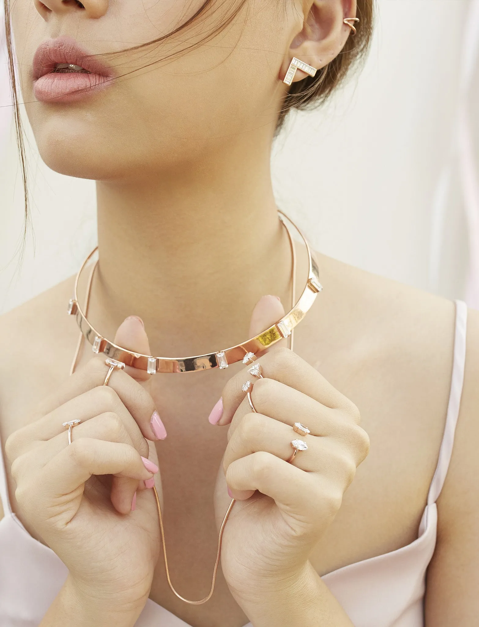 Acacia Baguettes Necklace - Pinkgold