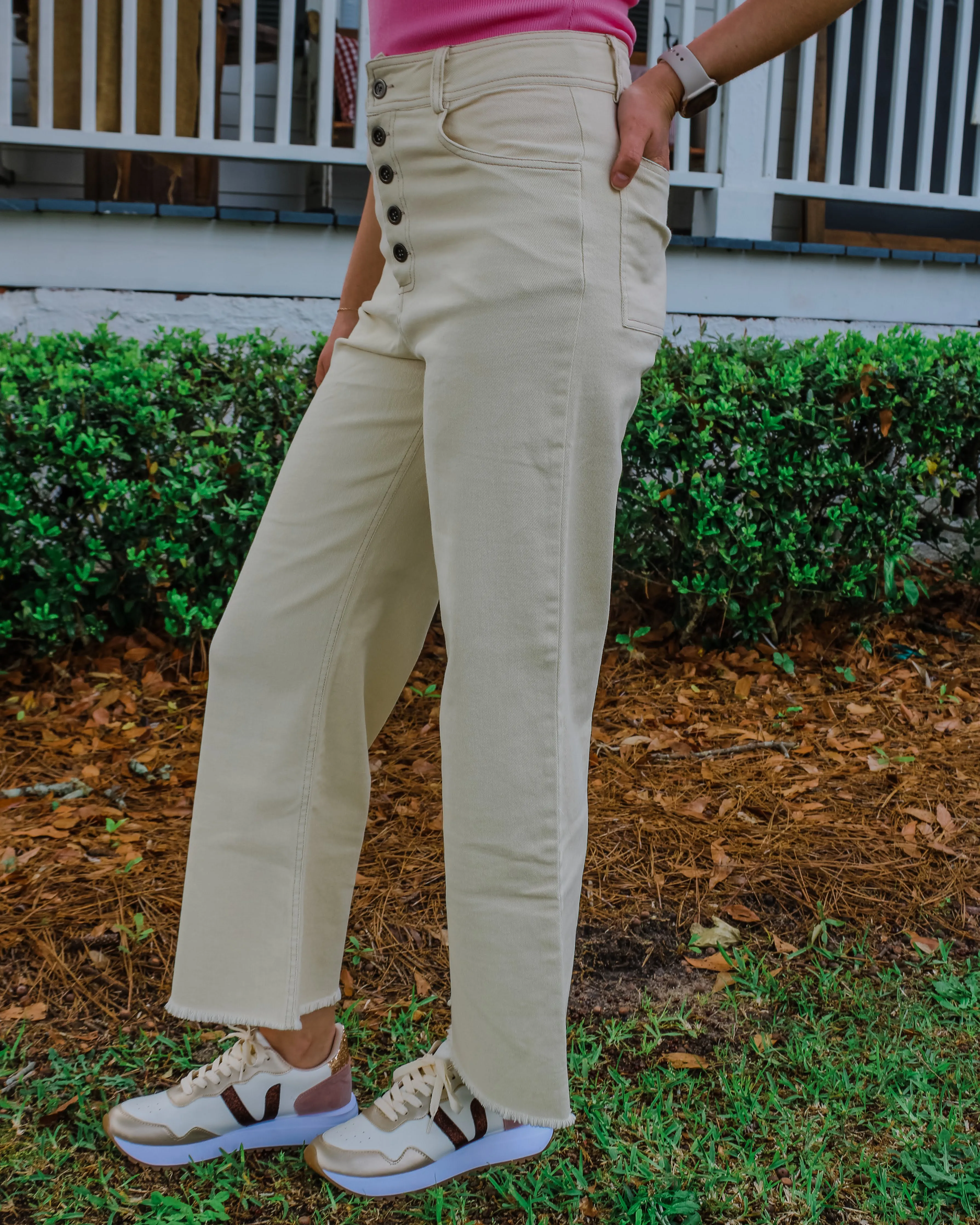 Addie Cream Stretchy Denim Pants