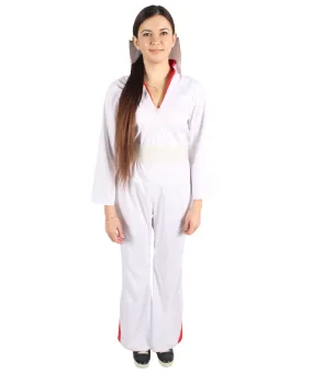 Adult Women's Deluxe Sexy Jumpsuit Costume with Sequins Costume | White Cosplay Costume