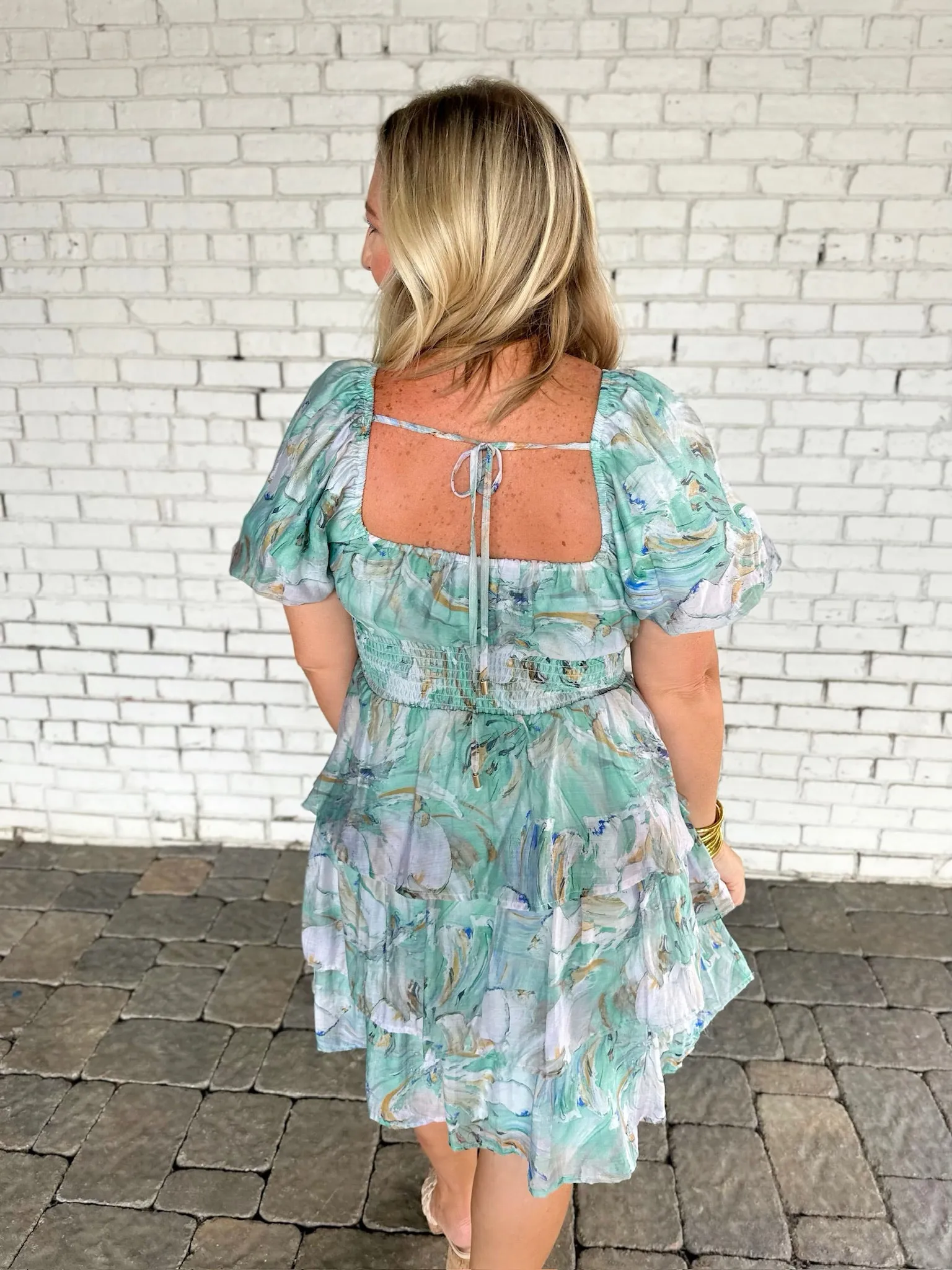 All I Want To Do Floral Puff Sleeve Tiered Mini Dress