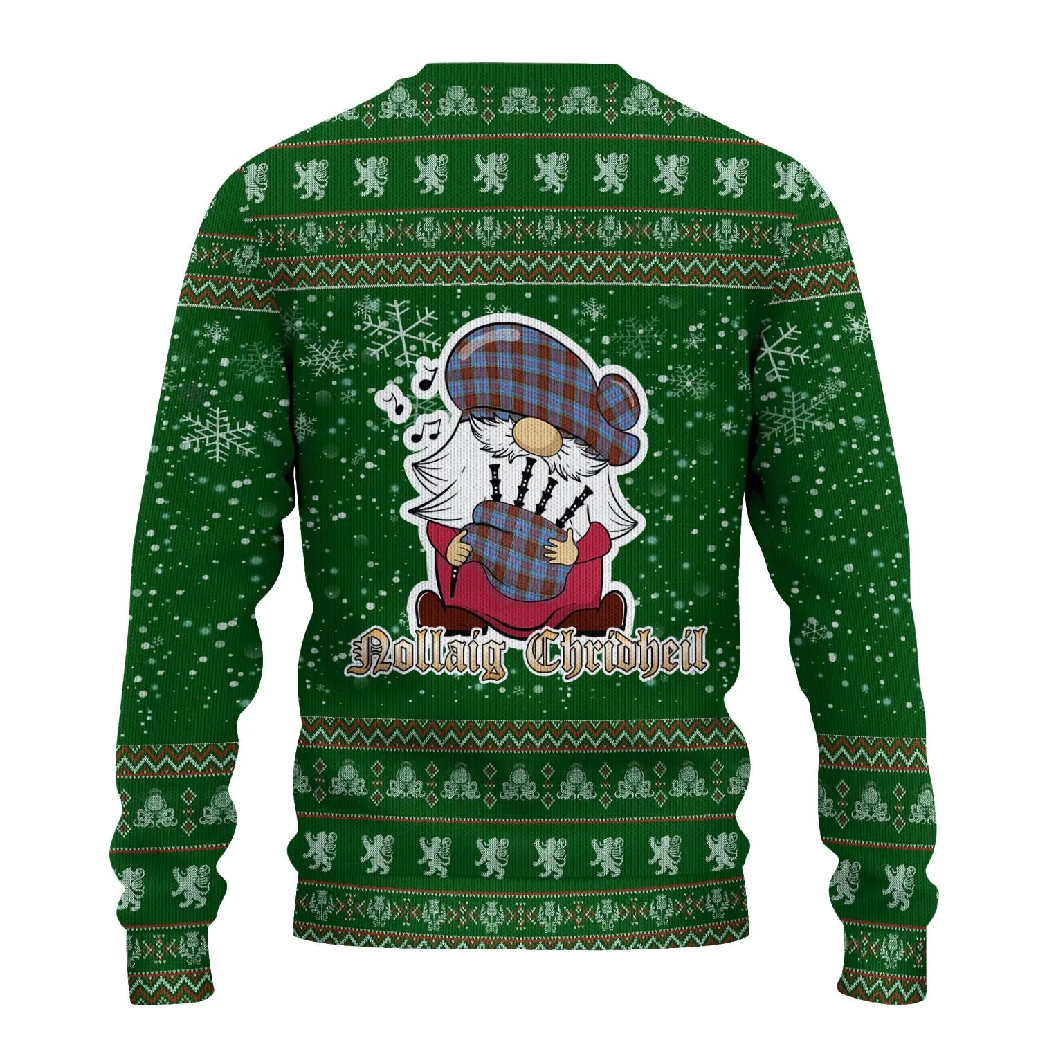 Anderson Modern Clan Christmas Family Ugly Sweater with Funny Gnome Playing Bagpipes