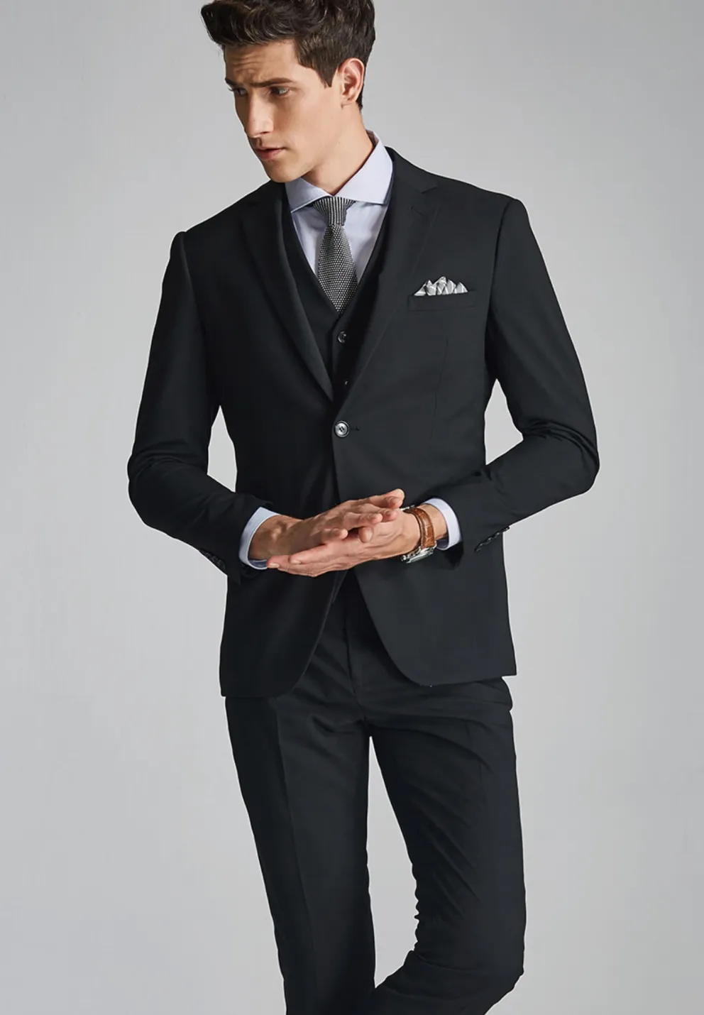 Anthony Groom Black Suit, Vest, Pants (3 Piece)