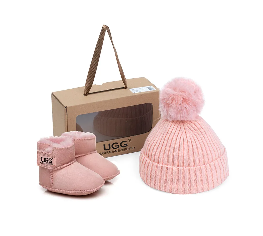 AUSTRALIAN SHEPHERD® UGG Baby Bootie Pom Pom Beanie Gift Pack