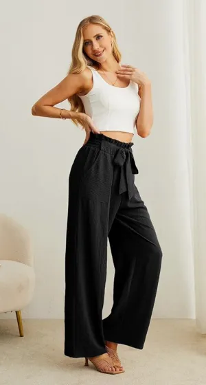 Aviva High Waisted Pants | Black