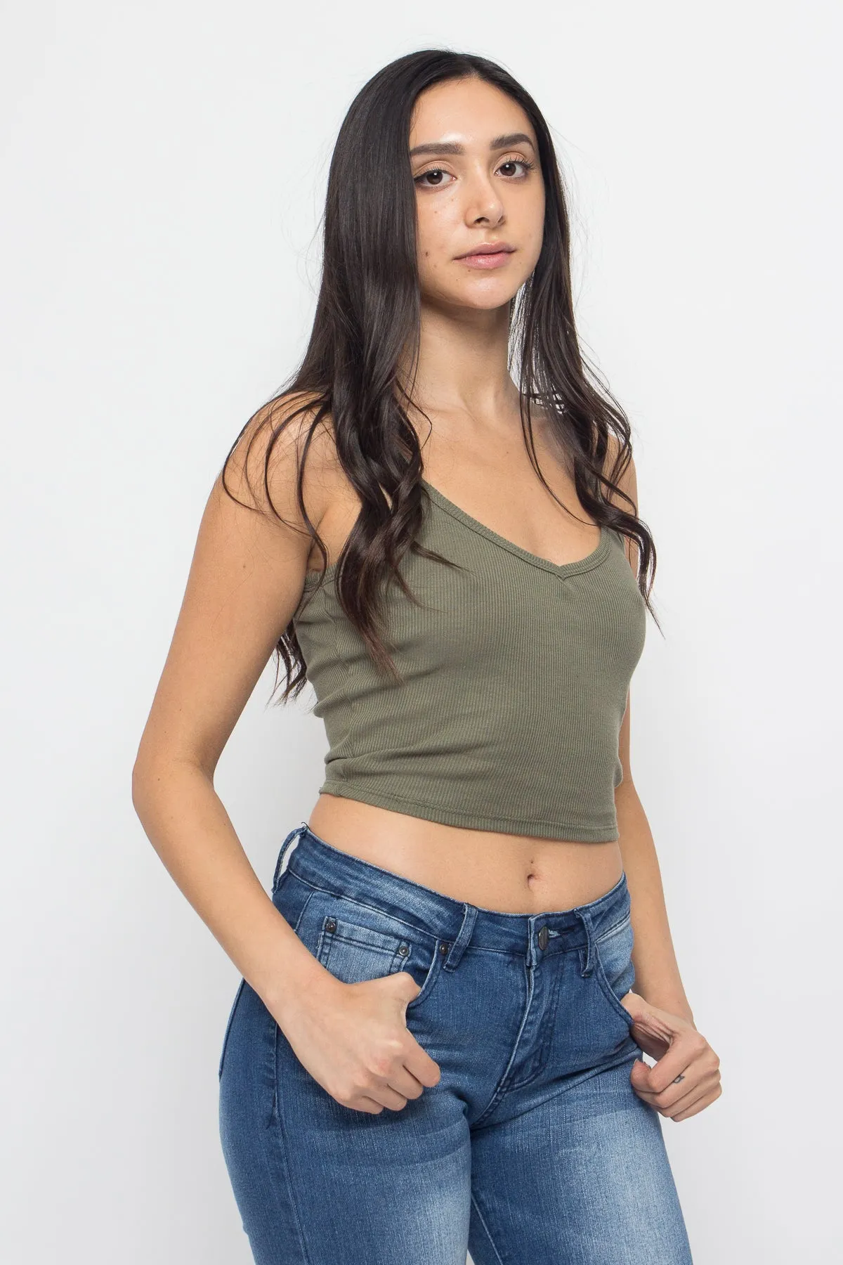 Basic Cropped V-Neck Cami Top