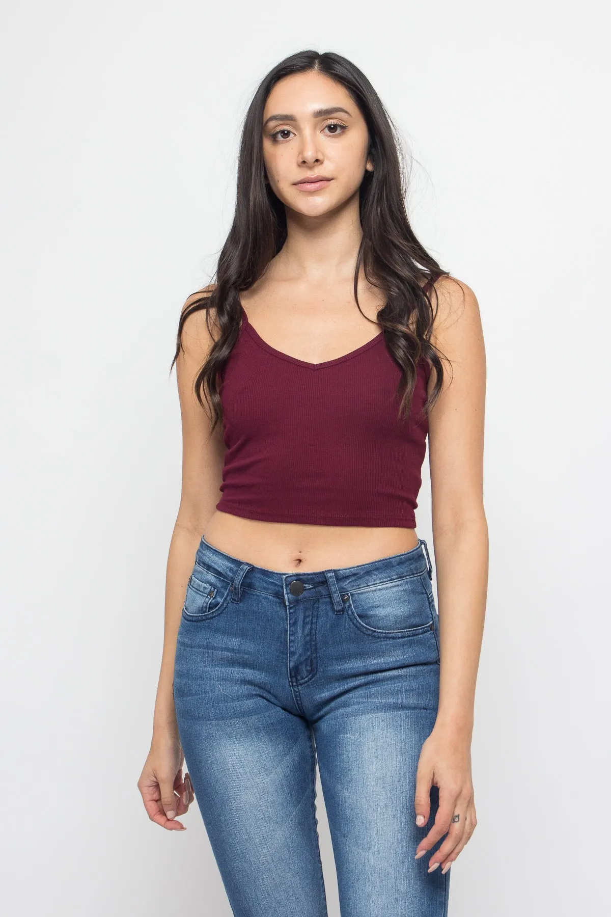 Basic Cropped V-Neck Cami Top