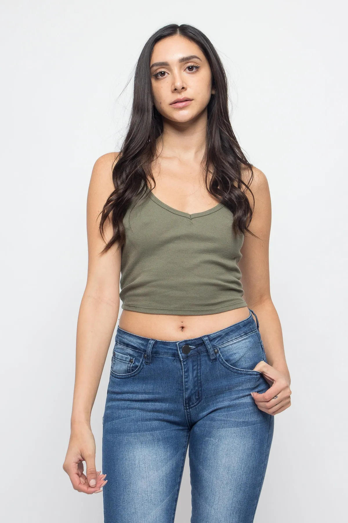 Basic Cropped V-Neck Cami Top