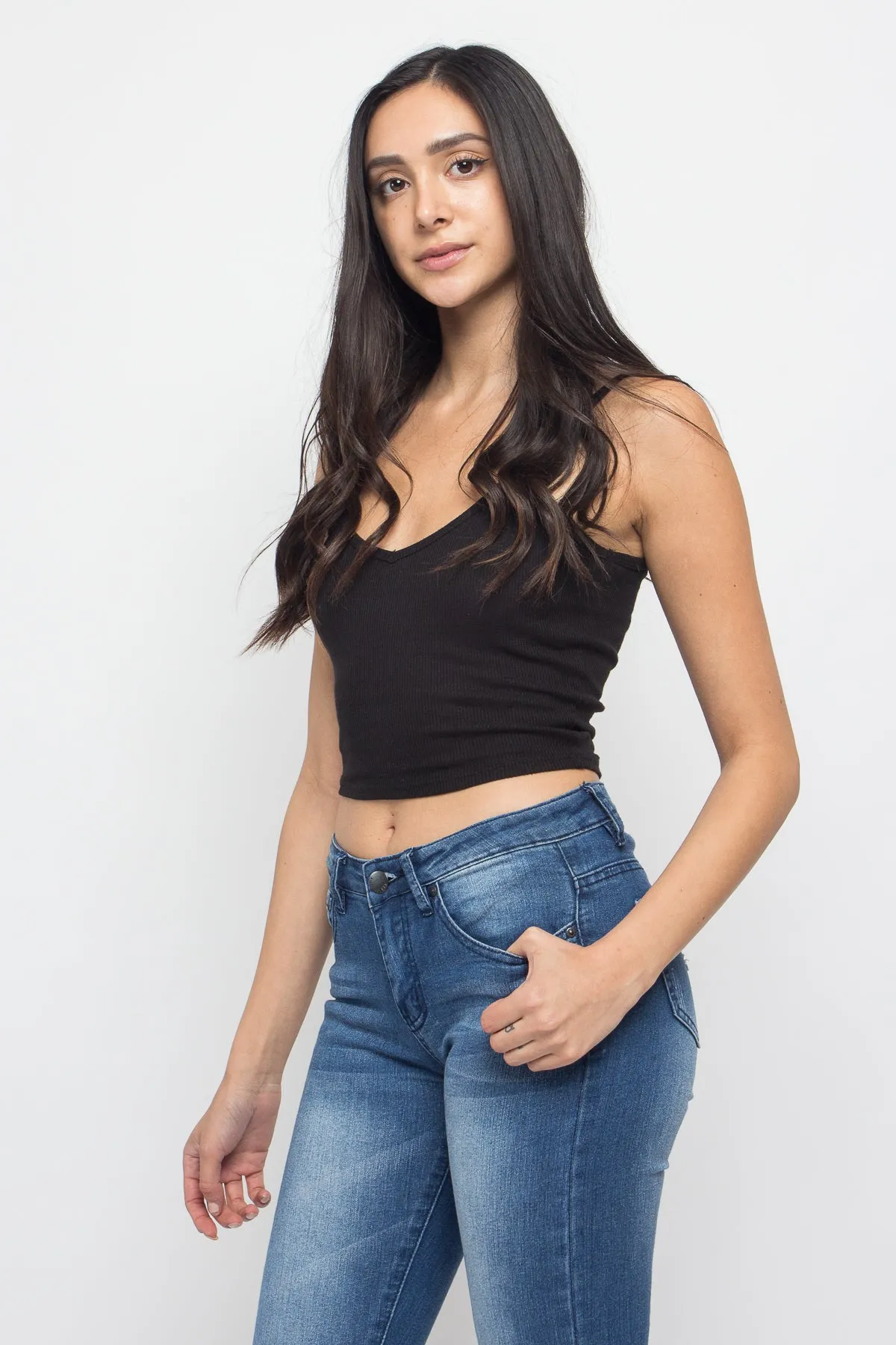 Basic Cropped V-Neck Cami Top