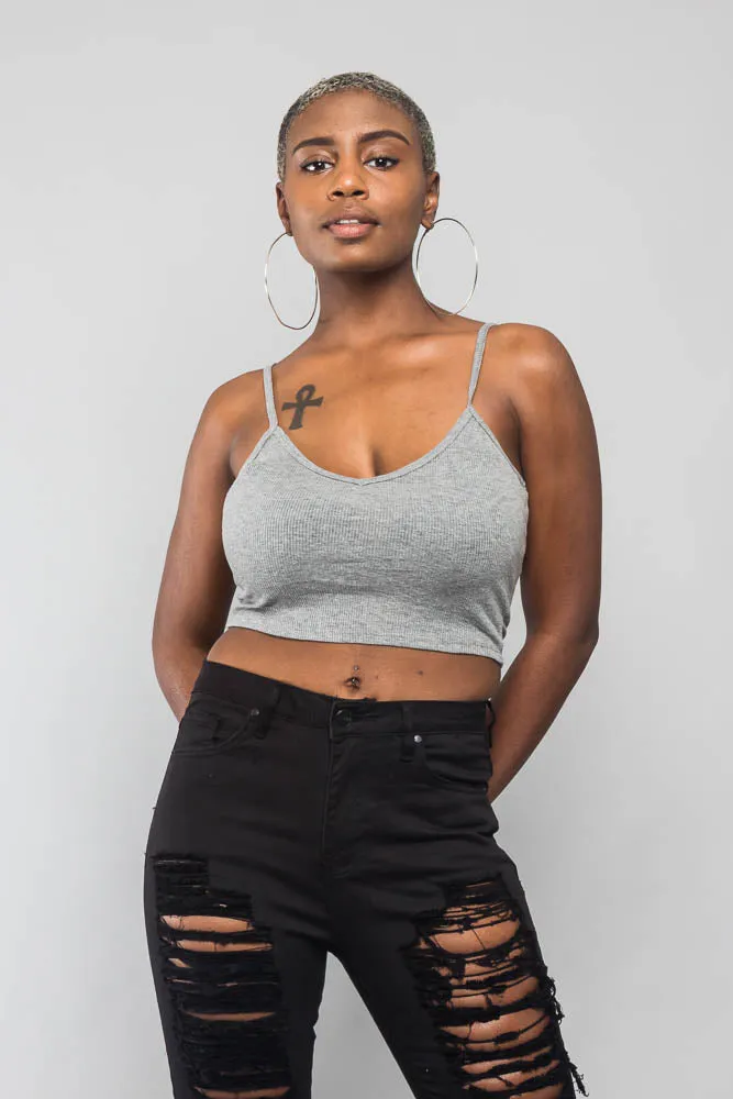 Basic Cropped V-Neck Cami Top