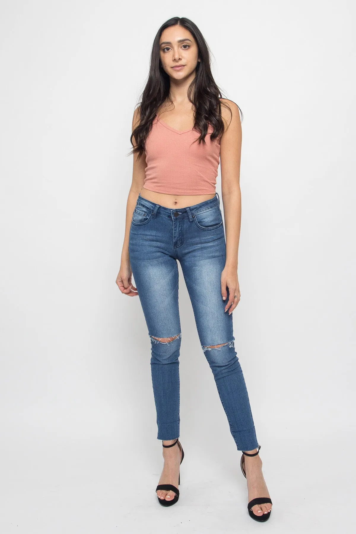 Basic Cropped V-Neck Cami Top