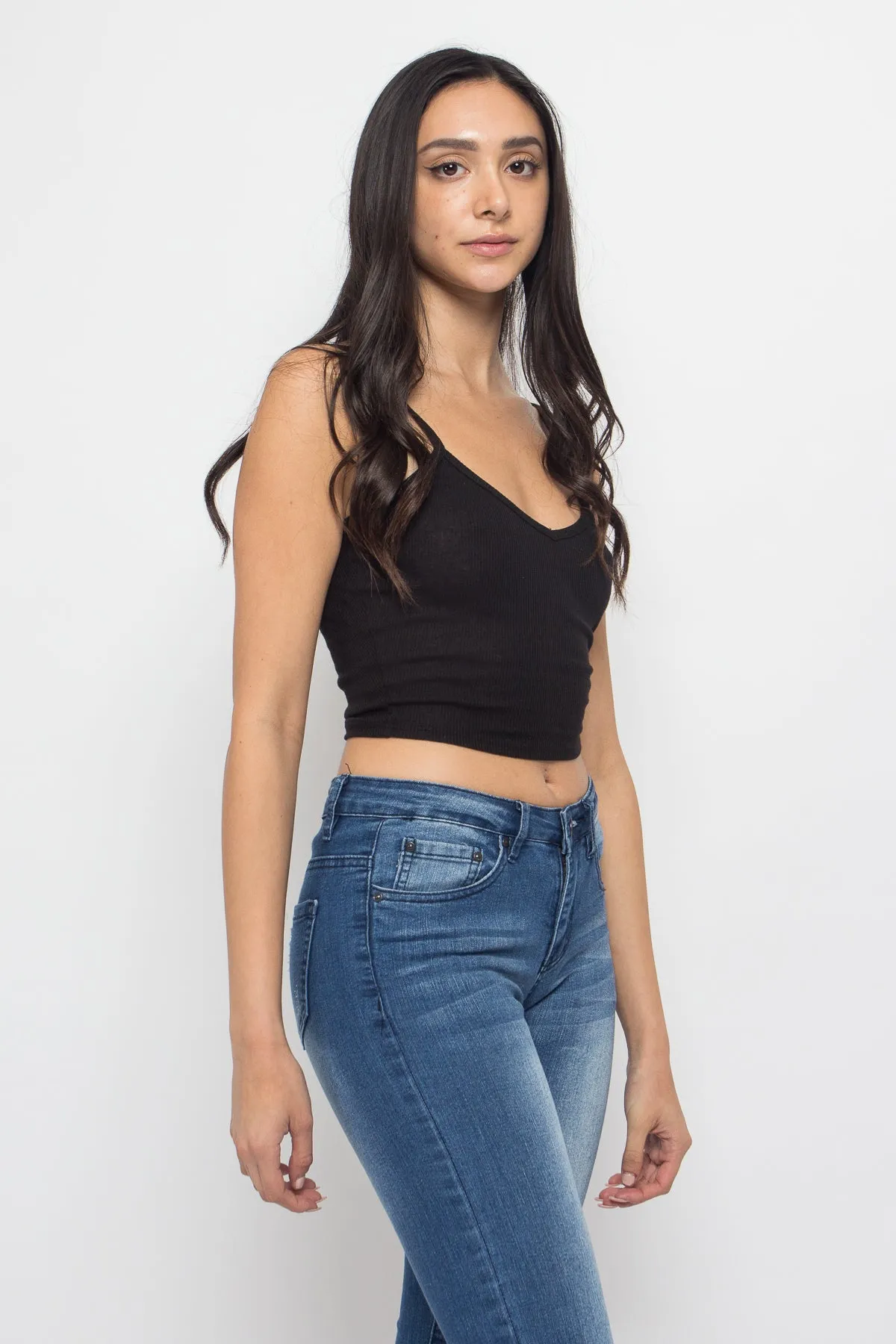 Basic Cropped V-Neck Cami Top