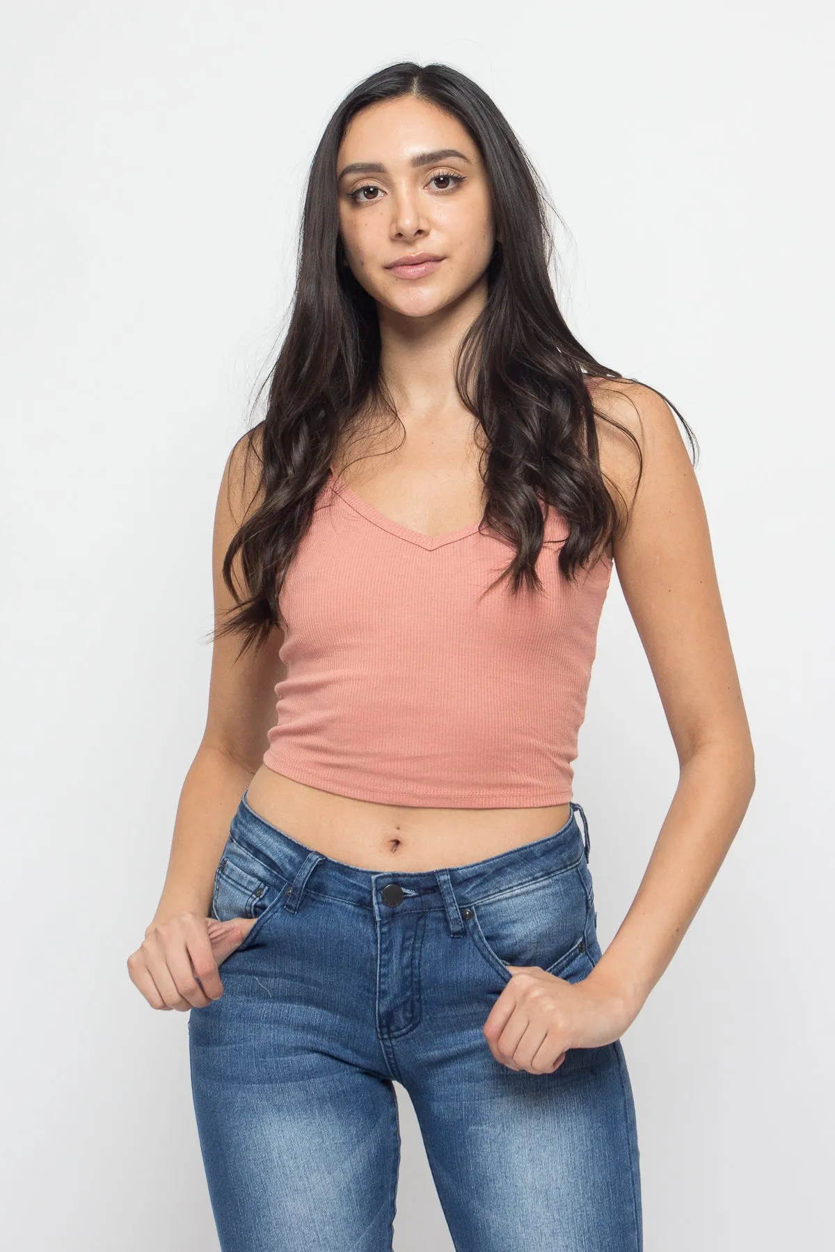 Basic Cropped V-Neck Cami Top