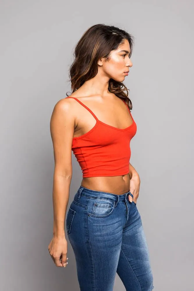 Basic Cropped V-Neck Cami Top