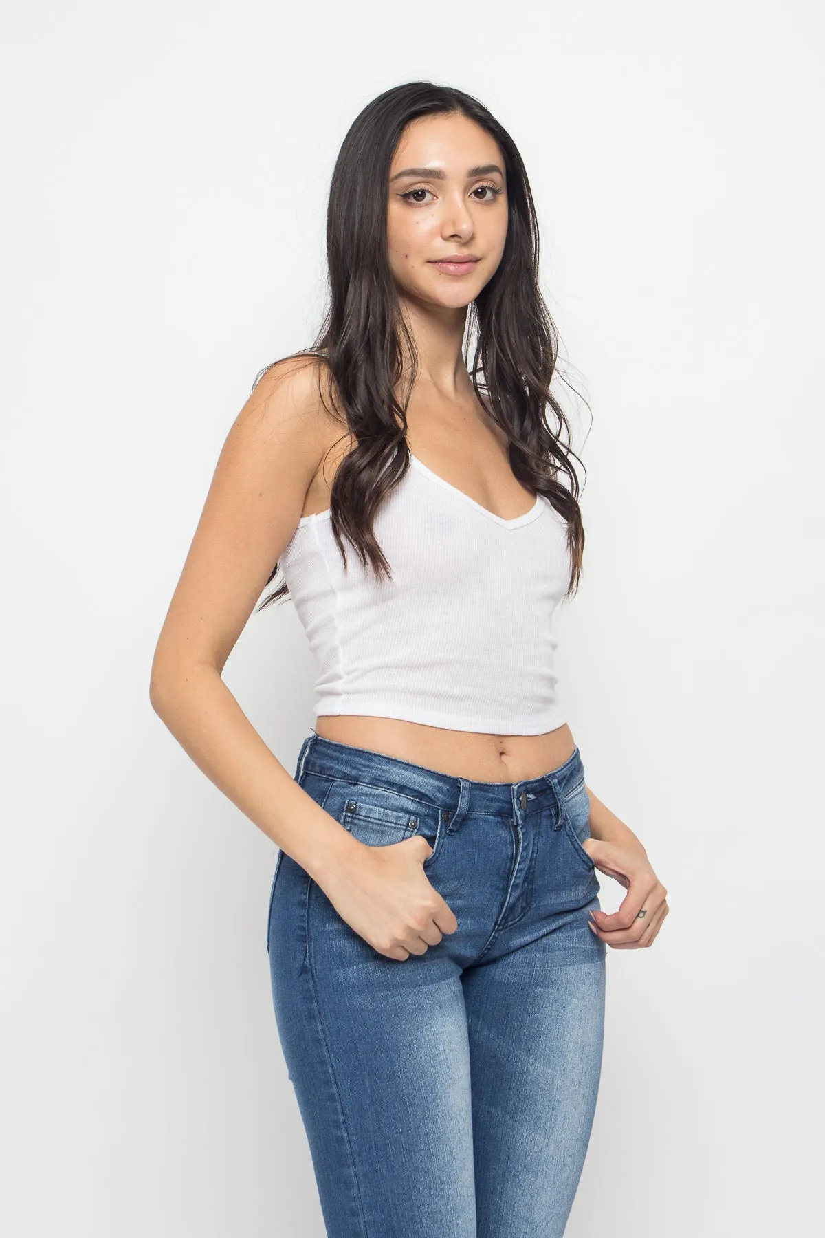 Basic Cropped V-Neck Cami Top