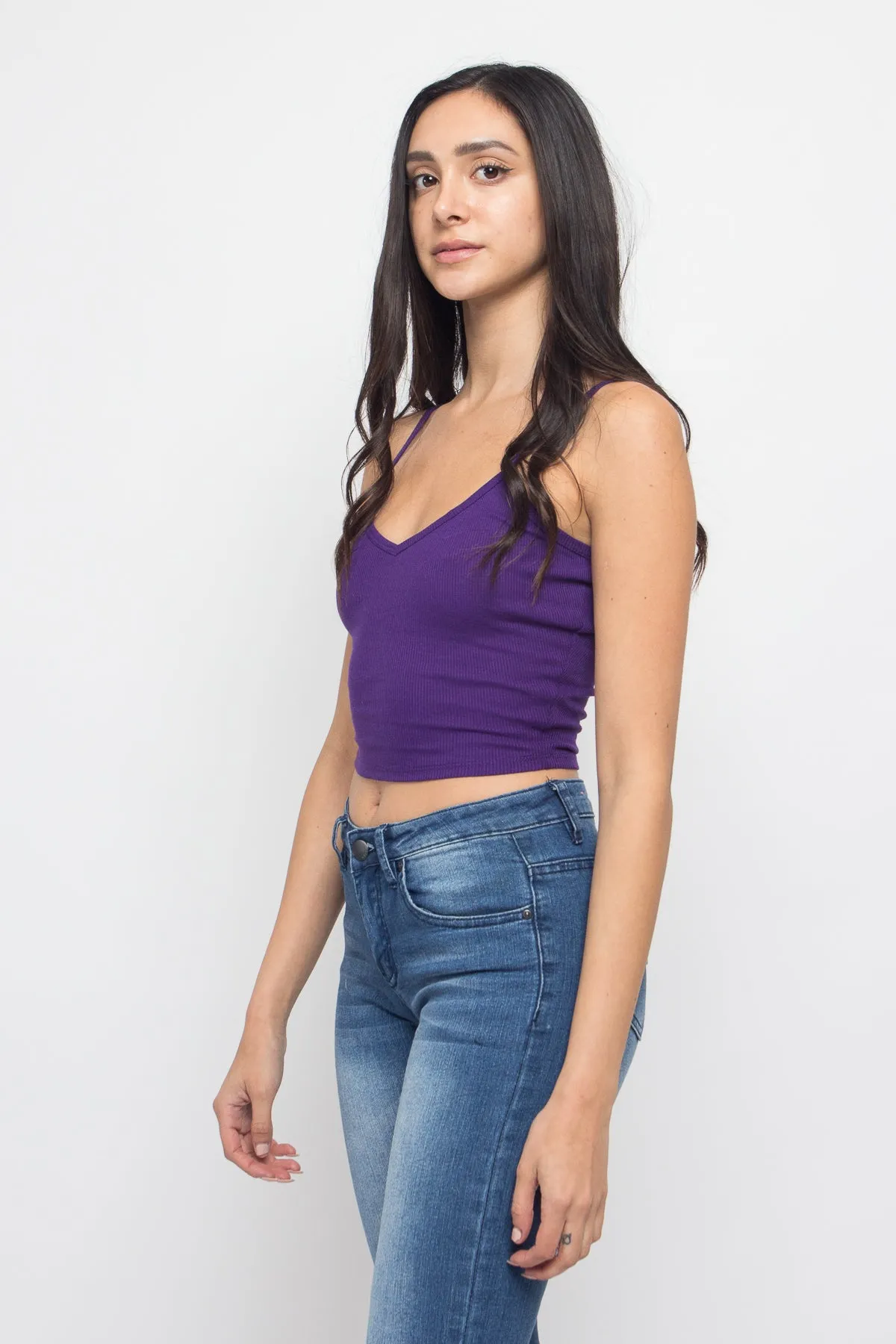 Basic Cropped V-Neck Cami Top