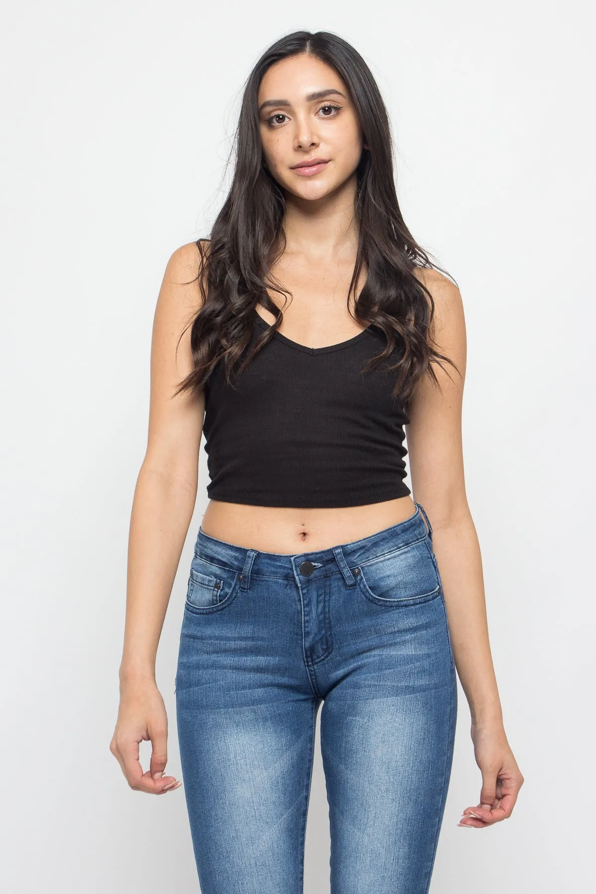 Basic Cropped V-Neck Cami Top