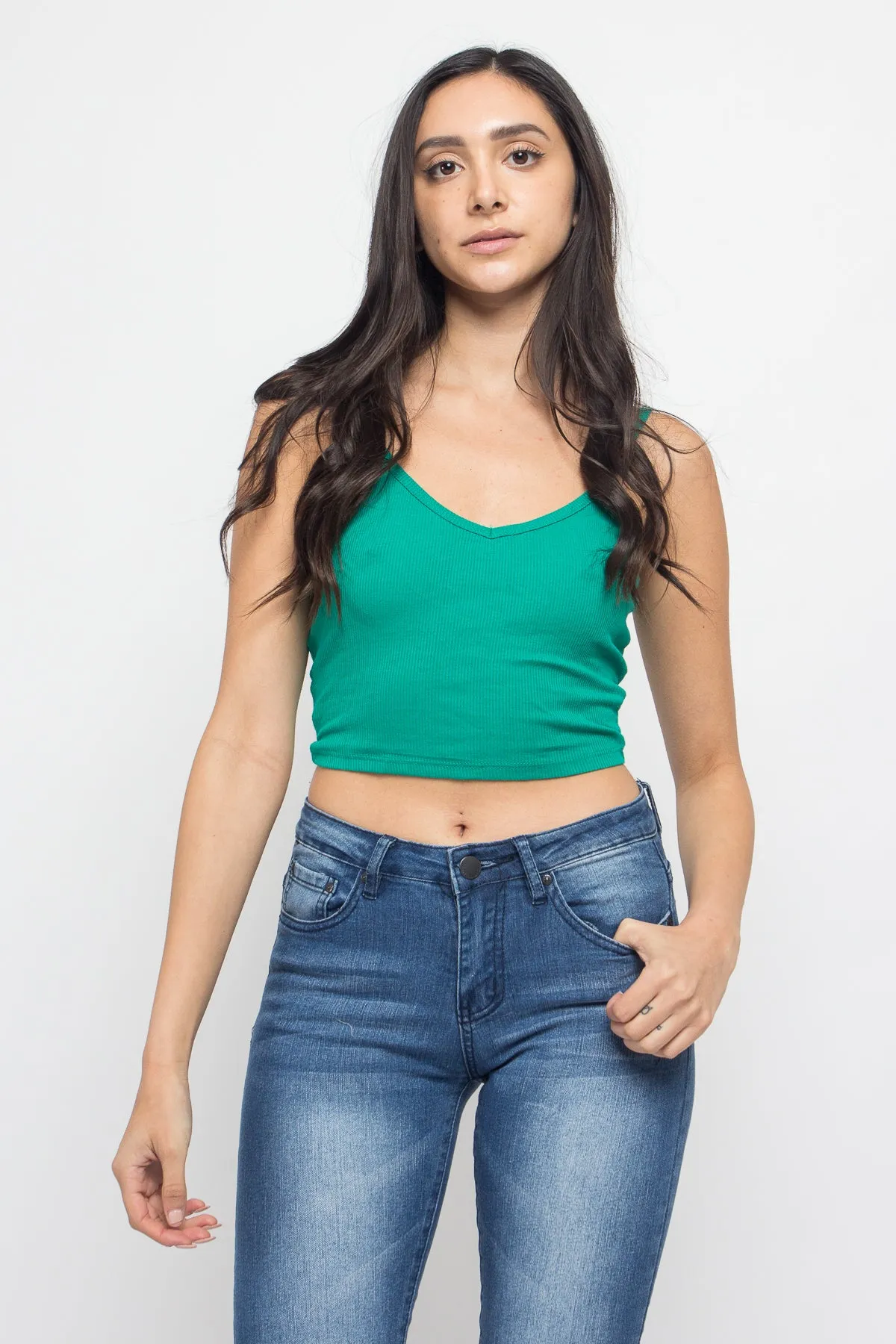 Basic Cropped V-Neck Cami Top