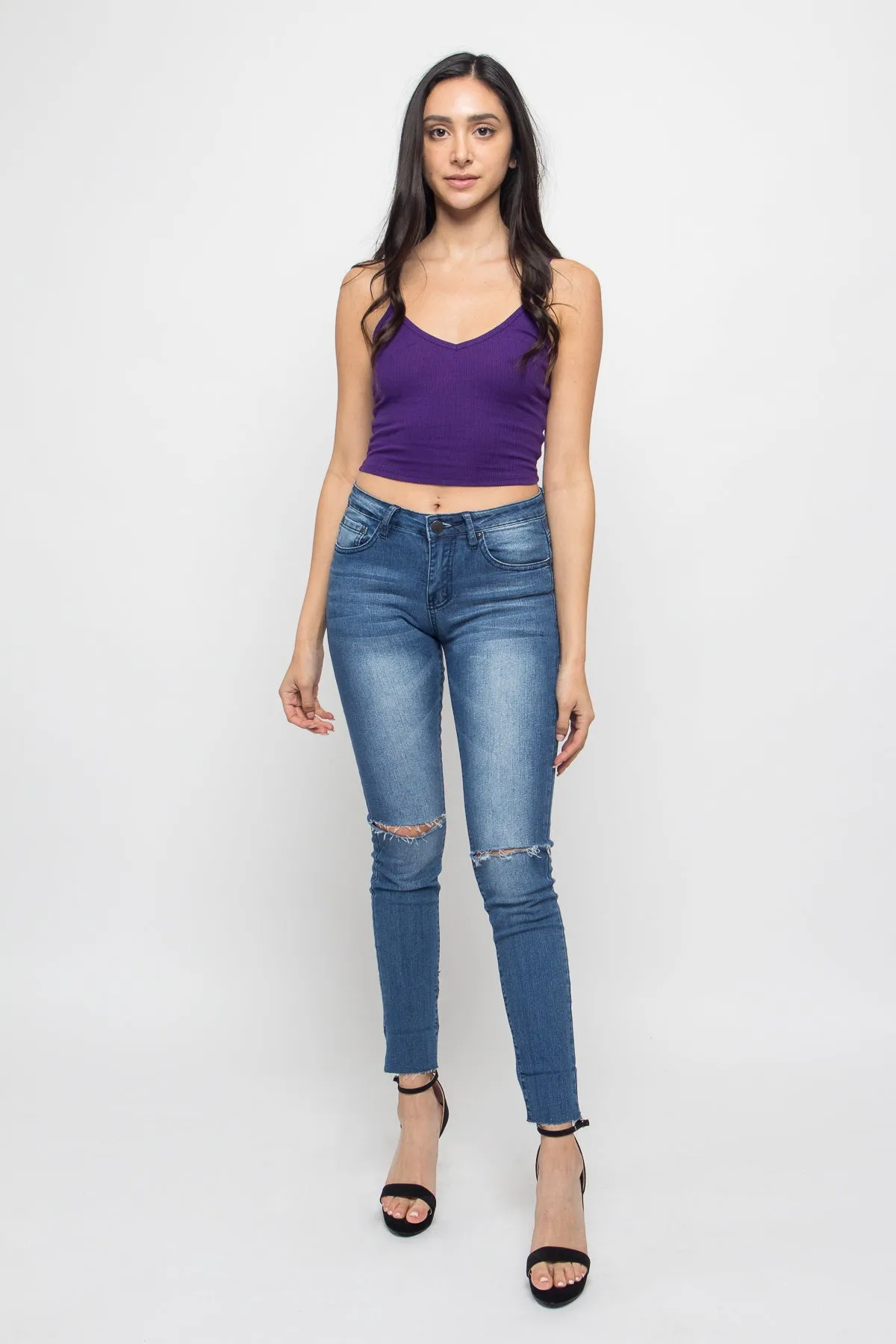 Basic Cropped V-Neck Cami Top