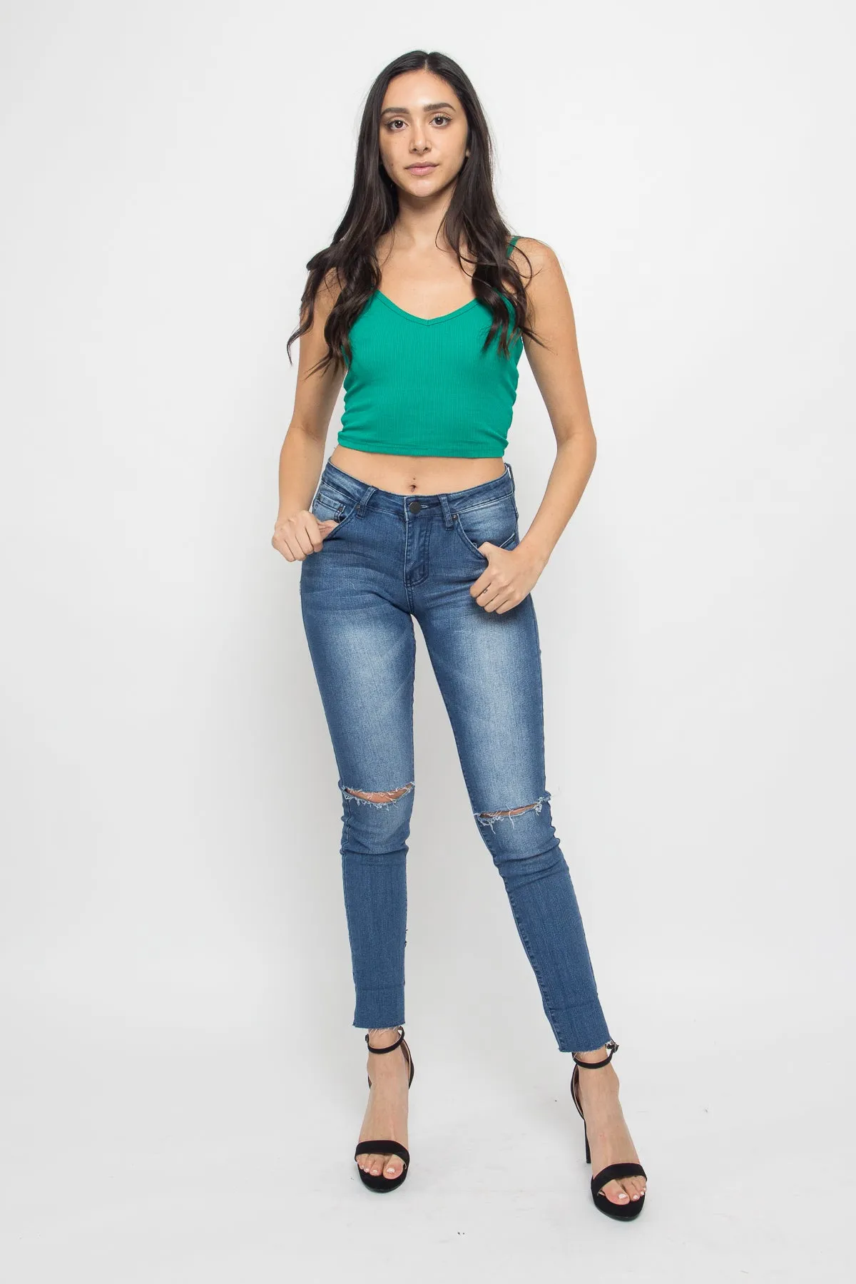 Basic Cropped V-Neck Cami Top