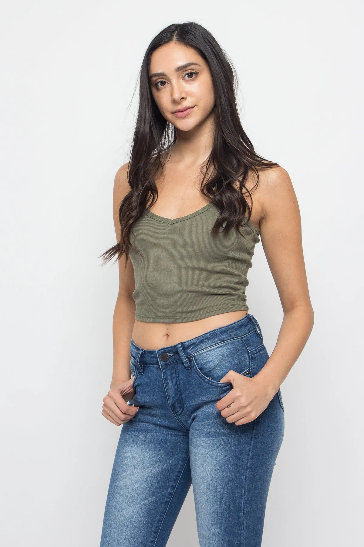 Basic Cropped V-Neck Cami Top