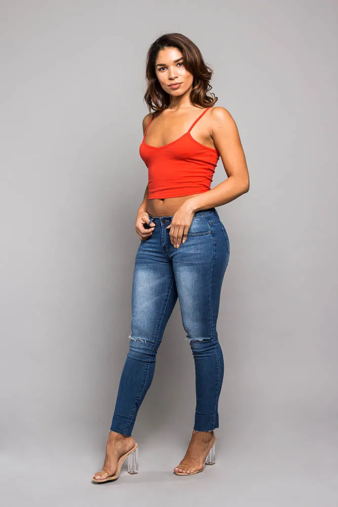 Basic Cropped V-Neck Cami Top