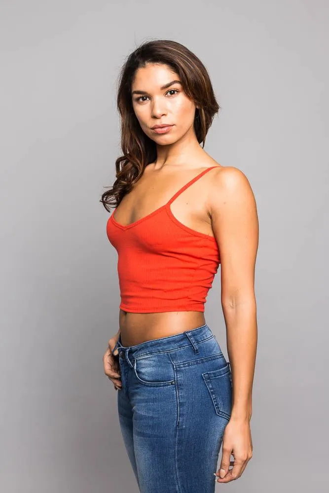 Basic Cropped V-Neck Cami Top