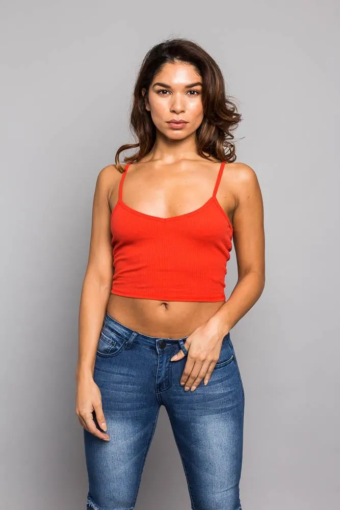 Basic Cropped V-Neck Cami Top