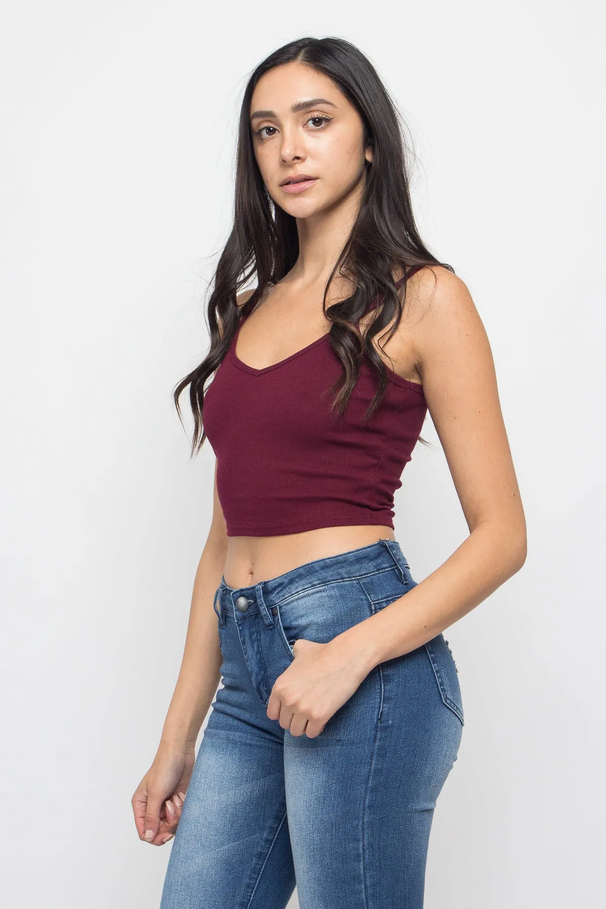 Basic Cropped V-Neck Cami Top