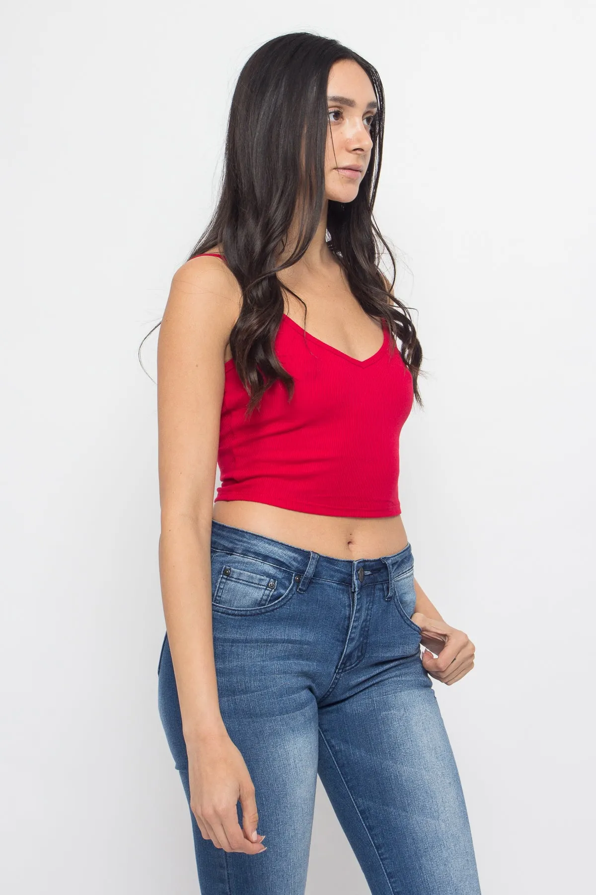 Basic Cropped V-Neck Cami Top