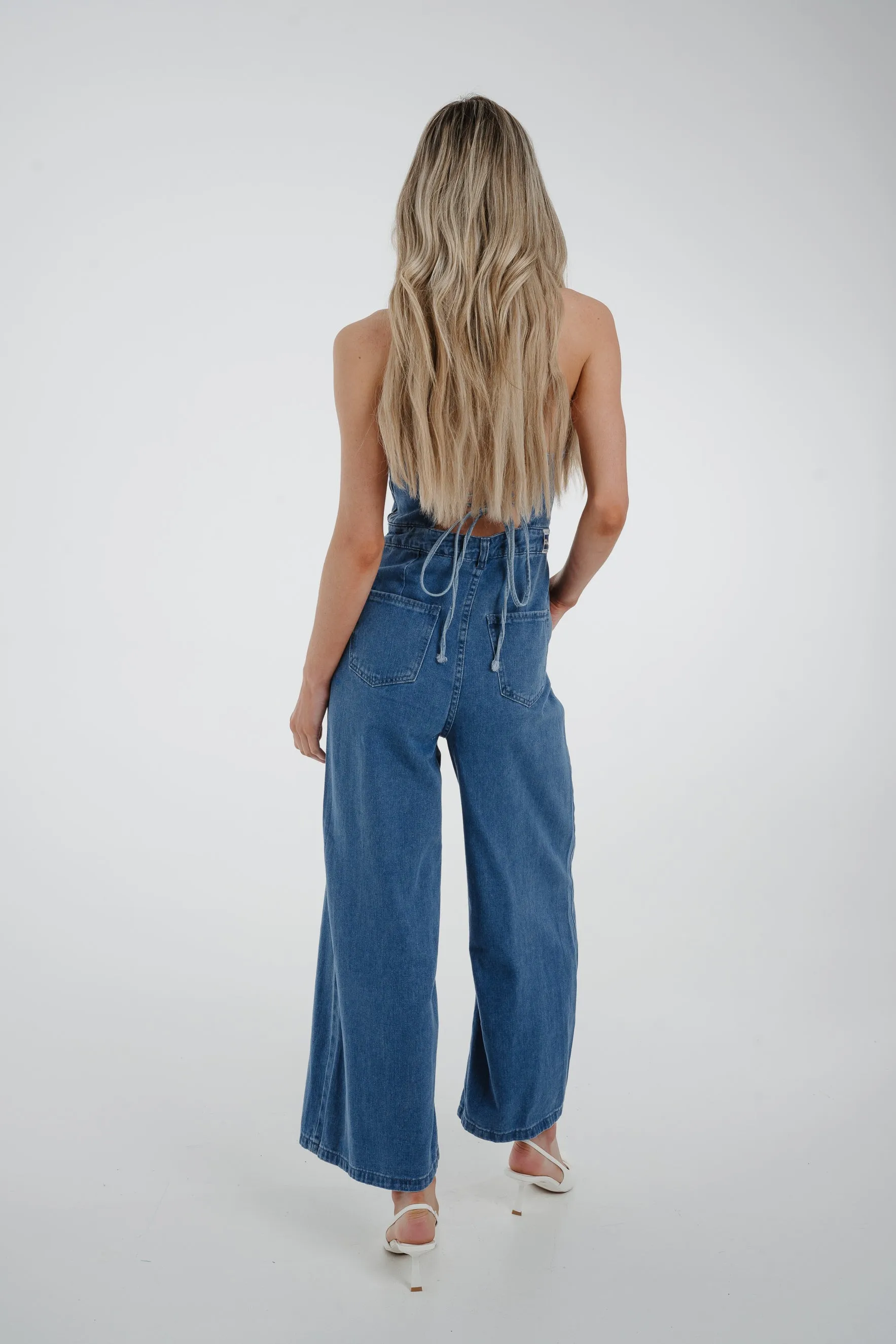 Becca Denim Jumpsuit In Dark Wash