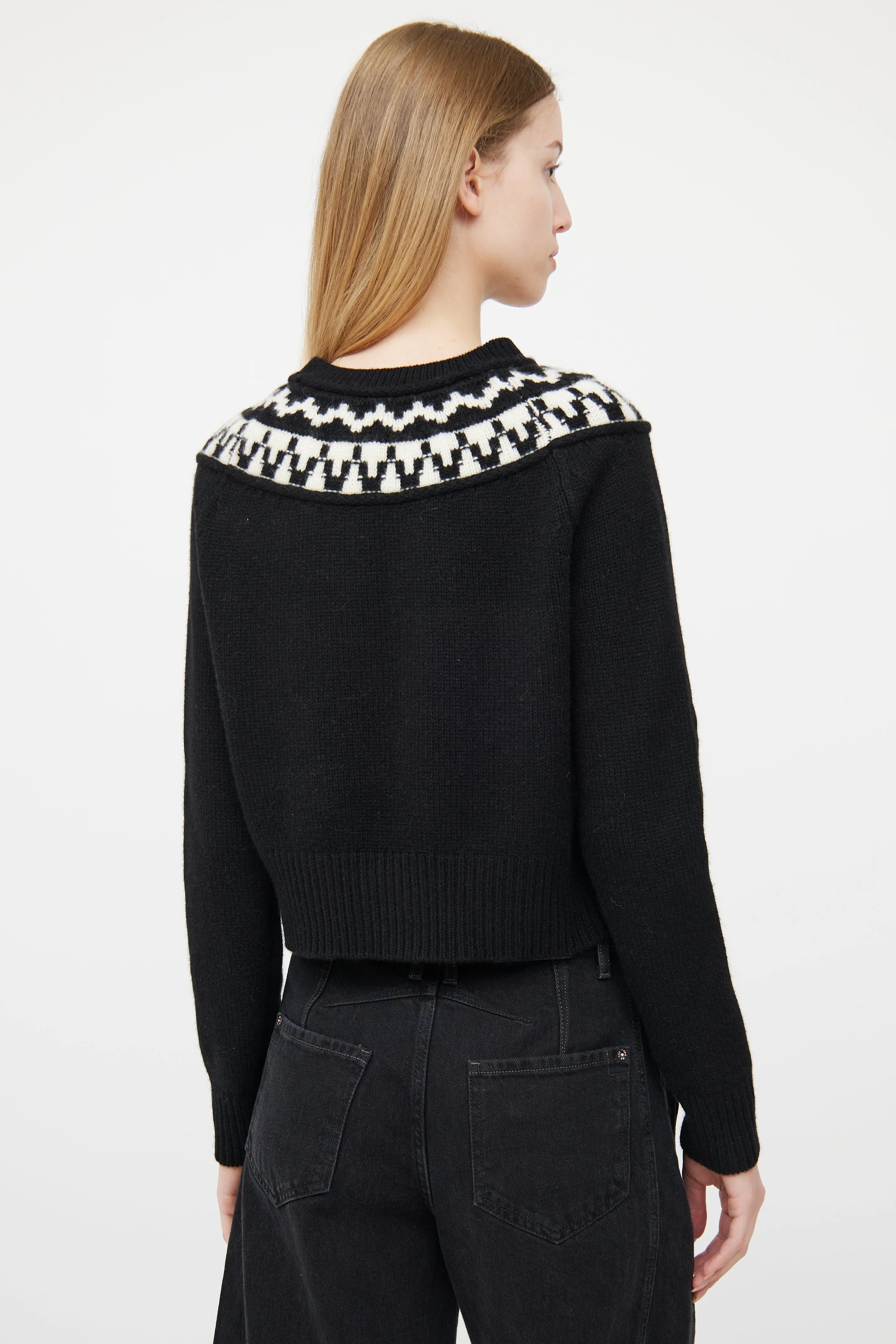 Black & White Cashmere Fair Isle Sweater