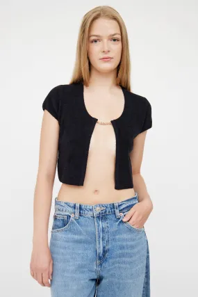 Black Crop Chain Detail Top