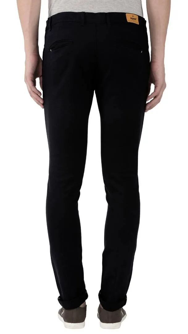 Black Stretchable Slim Fit Trousers For Men