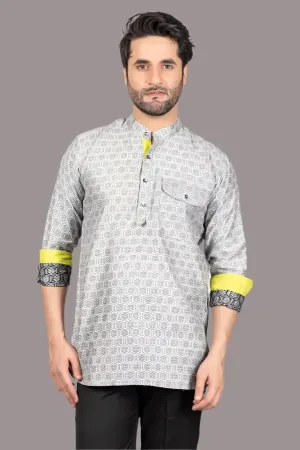 Black Woven Short Kurta