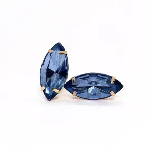 Blue Marquise Rhinestone Stud Earrings