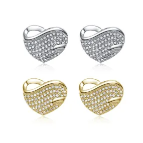 Bold Pavé Hearts Cz Earrings for Women by Feshionn IOBI