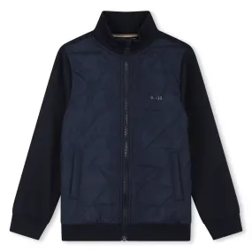 Boys Navy Zip Up Cardigan