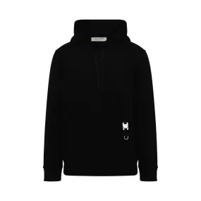 Buckle Drawstring Hoodie in Black