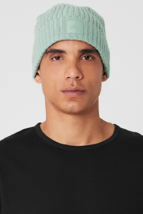 Cashmere Blend Rib Beanie - Icy Sage