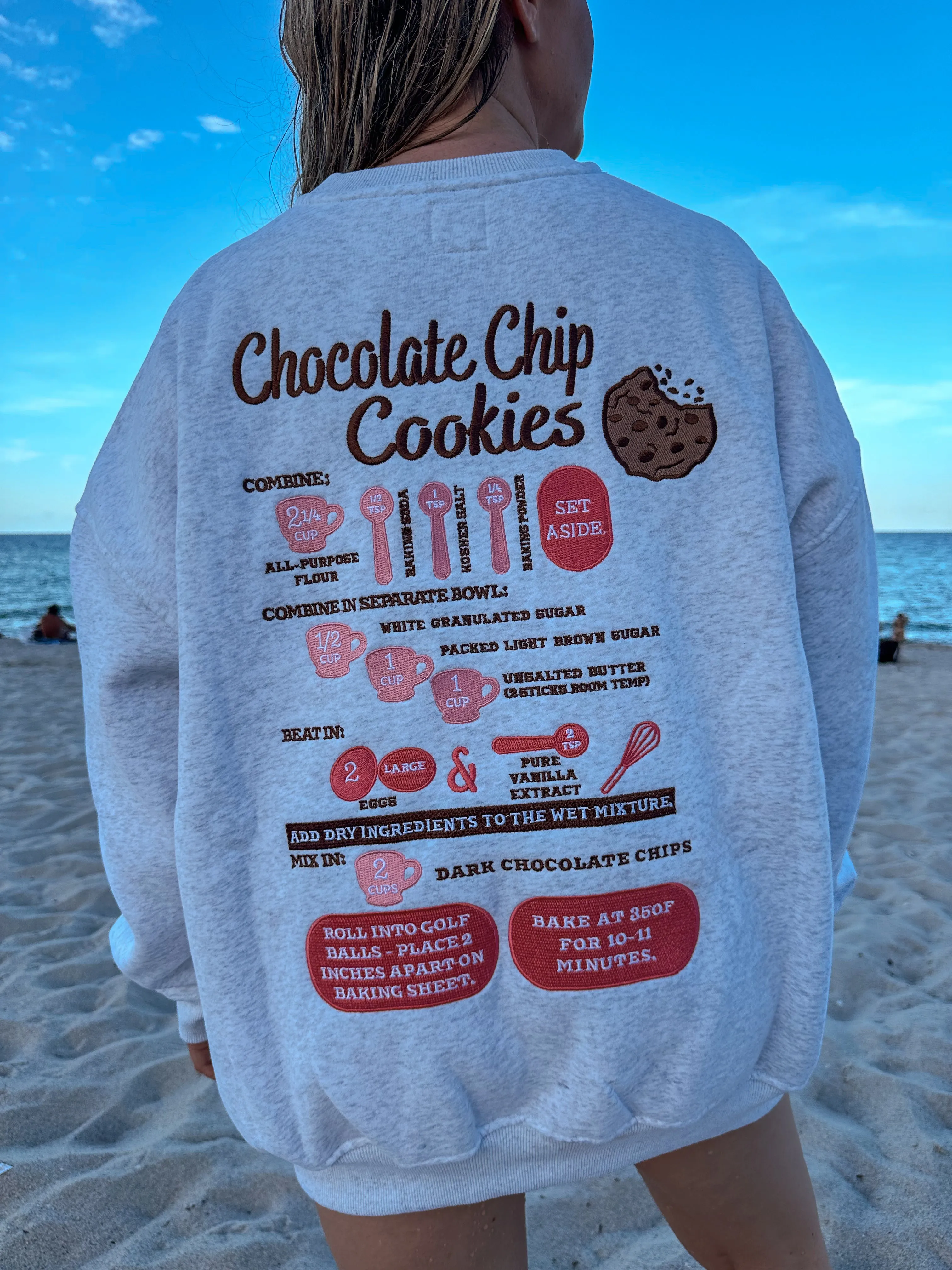 Chocolate Chip Cookie Recipe Embroider Sweatshirt