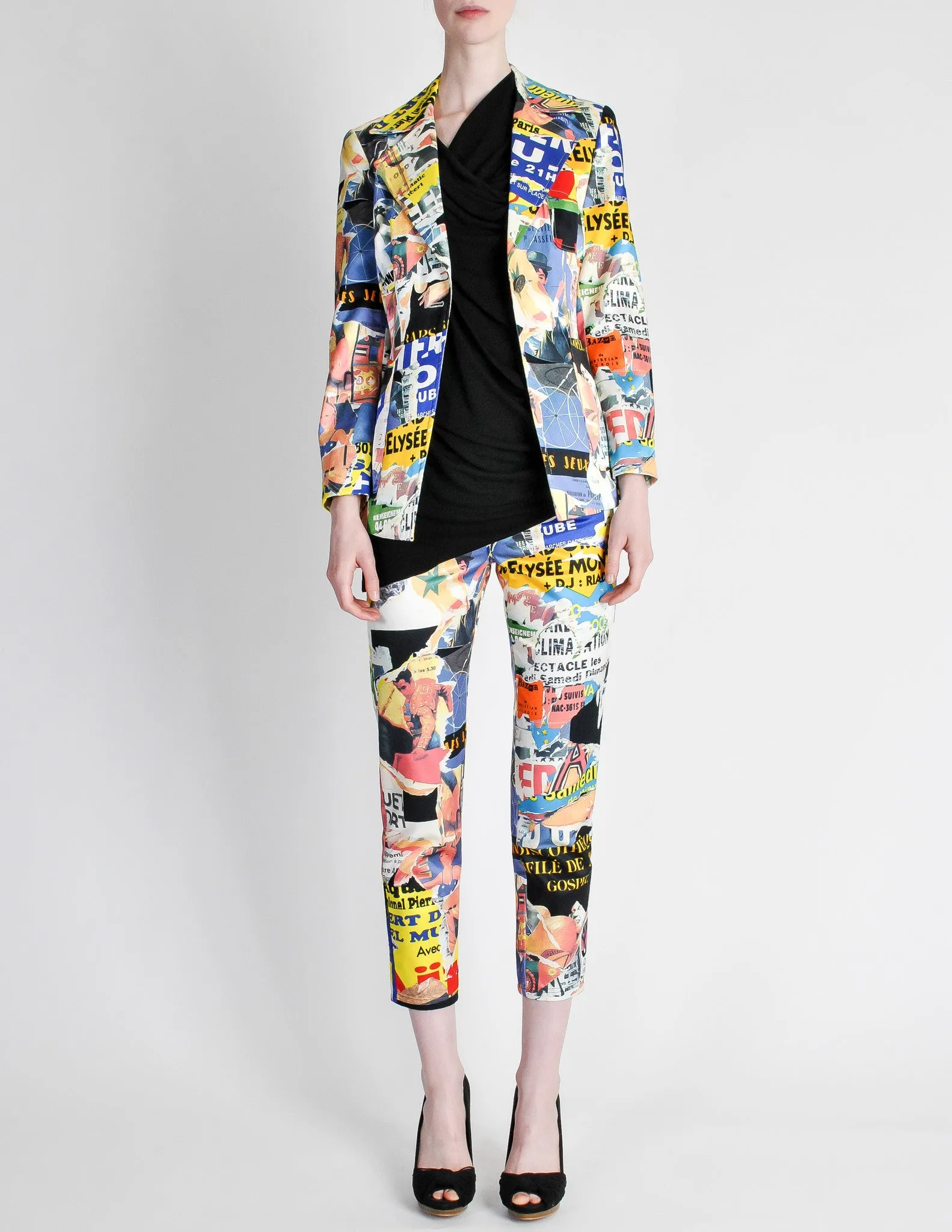 Christian Lacroix Vintage Pop Art Collage Print Suit