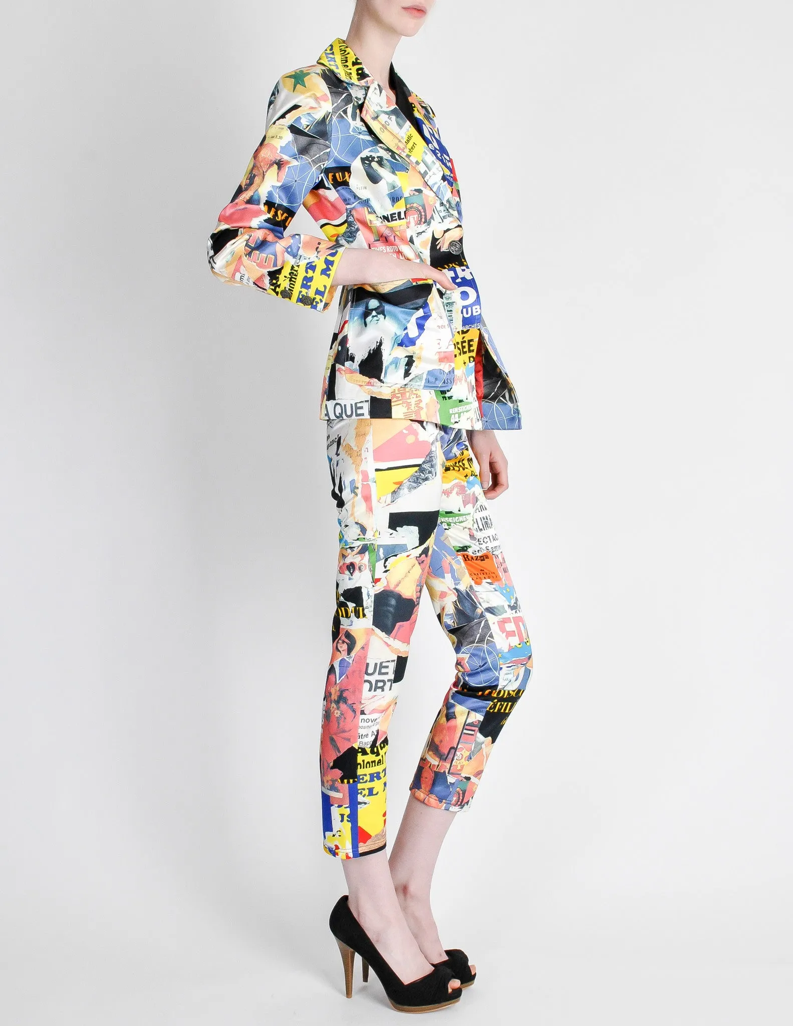 Christian Lacroix Vintage Pop Art Collage Print Suit