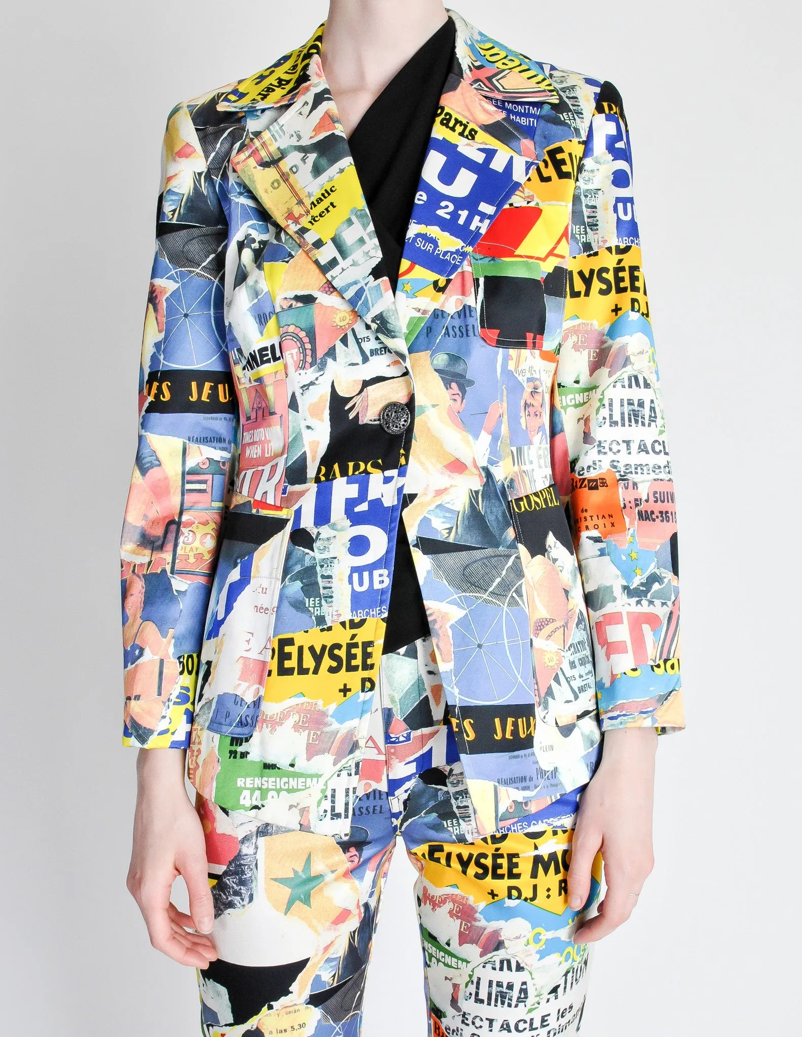 Christian Lacroix Vintage Pop Art Collage Print Suit